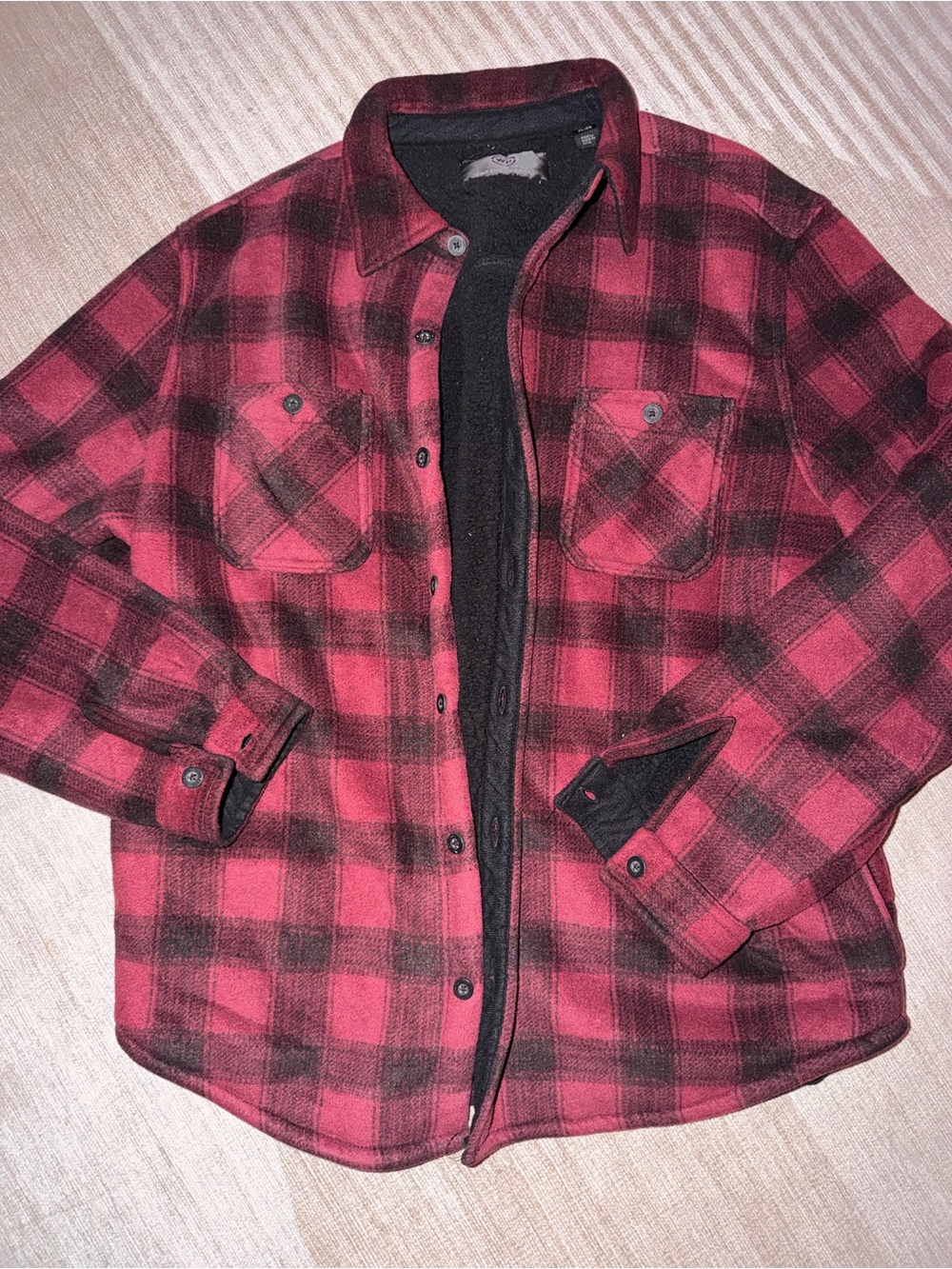 Weatherproof Red and Black Plaid Wool-Lined Shacket